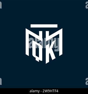 QK monogram initial logo with abstract geometric style design inspiration Stock Vector