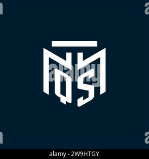 QS monogram initial logo with abstract geometric style design inspiration Stock Vector