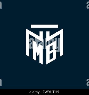 MB monogram initial logo with abstract geometric style design inspiration Stock Vector