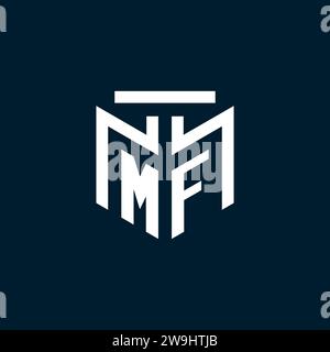 MF monogram initial logo with abstract geometric style design inspiration Stock Vector