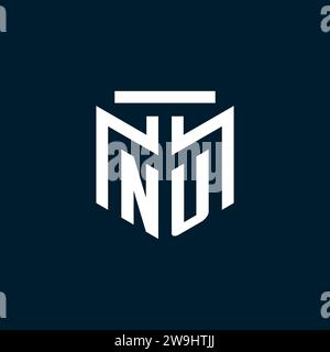NU monogram initial logo with abstract geometric style design inspiration Stock Vector