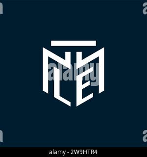LE monogram initial logo with abstract geometric style design inspiration Stock Vector