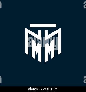 MM monogram initial logo with abstract geometric style design inspiration Stock Vector