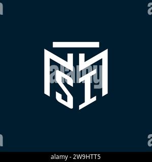 SI monogram initial logo with abstract geometric style design inspiration Stock Vector
