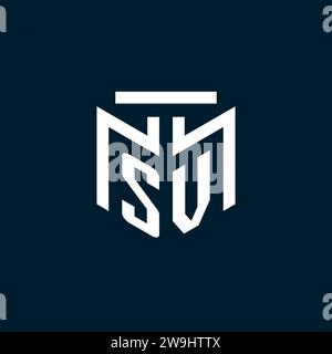 SV monogram initial logo with abstract geometric style design inspiration Stock Vector