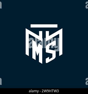 MS monogram initial logo with abstract geometric style design inspiration Stock Vector