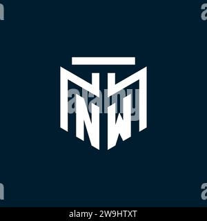 NW monogram initial logo with abstract geometric style design inspiration Stock Vector