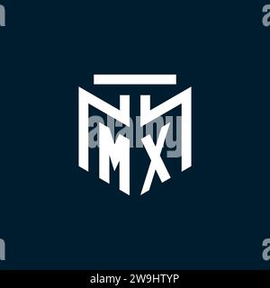 MX monogram initial logo with abstract geometric style design inspiration Stock Vector