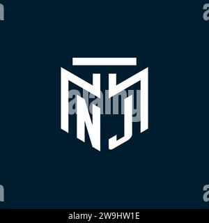 NJ monogram initial logo with abstract geometric style design inspiration Stock Vector