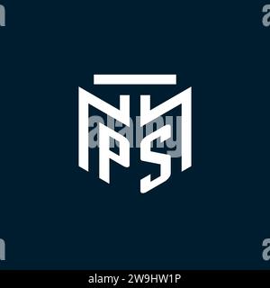 PS monogram initial logo with abstract geometric style design inspiration Stock Vector