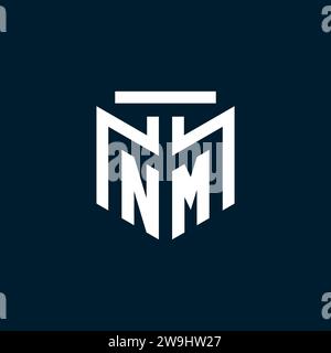 NM monogram initial logo with abstract geometric style design inspiration Stock Vector