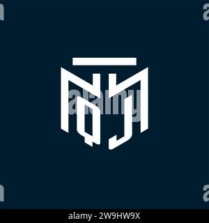 QJ monogram initial logo with abstract geometric style design inspiration Stock Vector