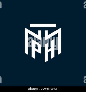 PH monogram initial logo with abstract geometric style design inspiration Stock Vector