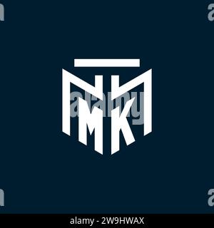 MK monogram initial logo with abstract geometric style design inspiration Stock Vector