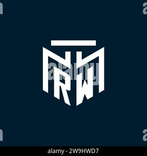 RW monogram initial logo with abstract geometric style design inspiration Stock Vector
