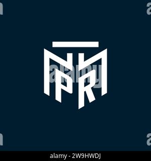 PR monogram initial logo with abstract geometric style design inspiration Stock Vector
