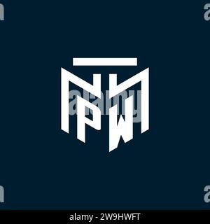 PW monogram initial logo with abstract geometric style design inspiration Stock Vector