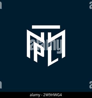 PL monogram initial logo with abstract geometric style design inspiration Stock Vector