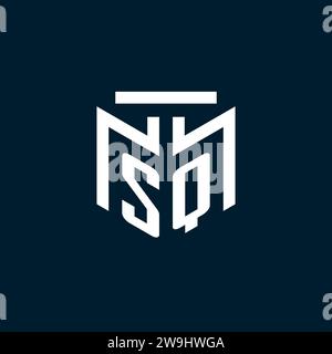SQ monogram initial logo with abstract geometric style design inspiration Stock Vector