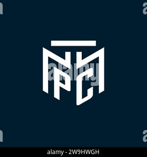PC monogram initial logo with abstract geometric style design inspiration Stock Vector