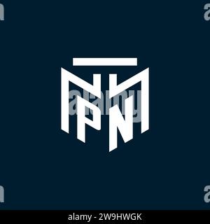 PN monogram initial logo with abstract geometric style design inspiration Stock Vector