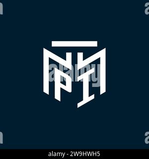 PI monogram initial logo with abstract geometric style design inspiration Stock Vector