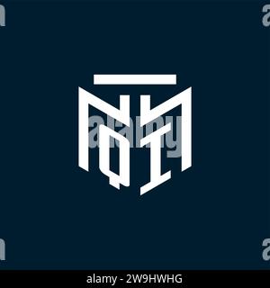 QI monogram initial logo with abstract geometric style design inspiration Stock Vector