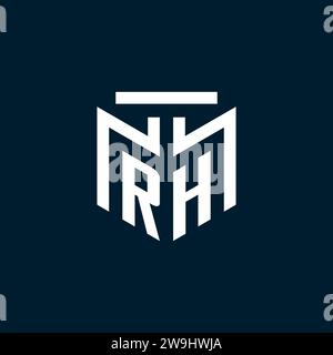 RH monogram initial logo with abstract geometric style design inspiration Stock Vector
