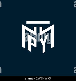 PY monogram initial logo with abstract geometric style design inspiration Stock Vector