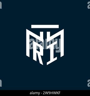 RI monogram initial logo with abstract geometric style design inspiration Stock Vector