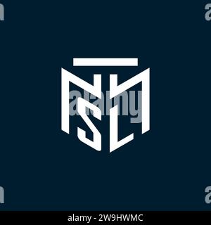 SL monogram initial logo with abstract geometric style design inspiration Stock Vector