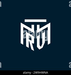 RV monogram initial logo with abstract geometric style design inspiration Stock Vector