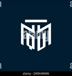 QU monogram initial logo with abstract geometric style design inspiration Stock Vector