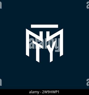 TY monogram initial logo with abstract geometric style design inspiration Stock Vector