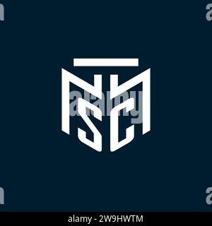 SC monogram initial logo with abstract geometric style design inspiration Stock Vector