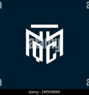 QC monogram initial logo with abstract geometric style design inspiration Stock Vector