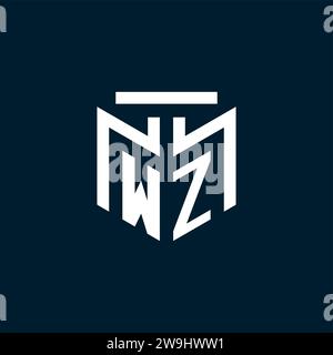 WZ monogram initial logo with abstract geometric style design inspiration Stock Vector