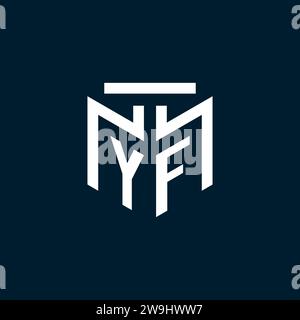 YF monogram initial logo with abstract geometric style design inspiration Stock Vector