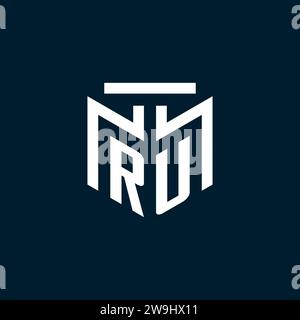 RU monogram initial logo with abstract geometric style design inspiration Stock Vector