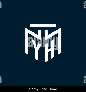 YH monogram initial logo with abstract geometric style design inspiration Stock Vector