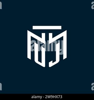 UJ monogram initial logo with abstract geometric style design inspiration Stock Vector