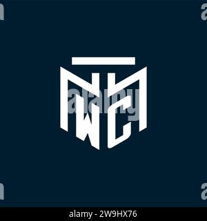 WC monogram initial logo with abstract geometric style design inspiration Stock Vector