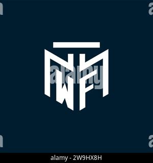 WF monogram initial logo with abstract geometric style design inspiration Stock Vector