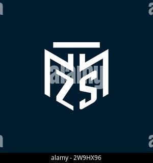 ZS monogram initial logo with abstract geometric style design inspiration Stock Vector