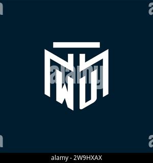 WU monogram initial logo with abstract geometric style design inspiration Stock Vector