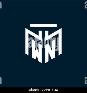 WN monogram initial logo with abstract geometric style design inspiration Stock Vector