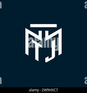 TJ monogram initial logo with abstract geometric style design inspiration Stock Vector