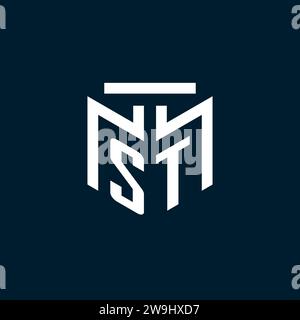 ST monogram initial logo with abstract geometric style design inspiration Stock Vector