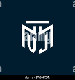 VJ monogram initial logo with abstract geometric style design inspiration Stock Vector