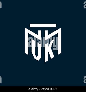 VK monogram initial logo with abstract geometric style design inspiration Stock Vector
